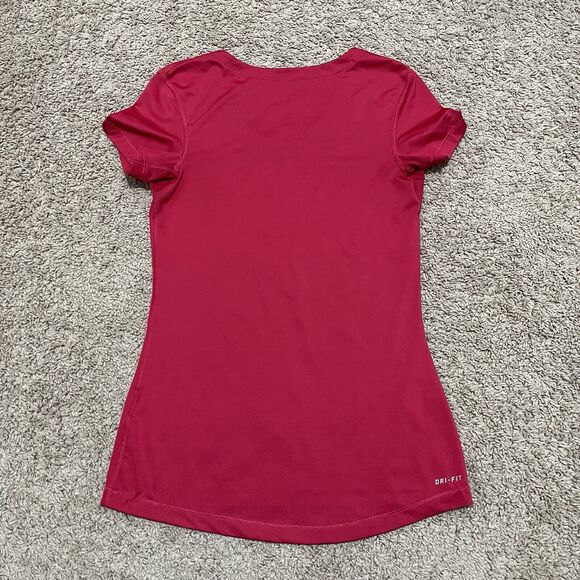 Nike Pro Shirt Womens Small Red Commpression Athletic V Neck Dir-FIT - Picture 6 of 10
